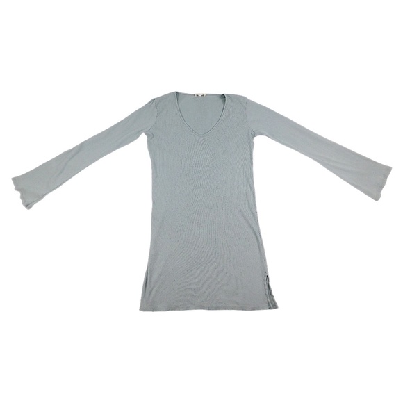 Skin Long Sleeve Ribbed Lounge Dress / Tunic – Size 2 (Light green) - Picture 1 of 6